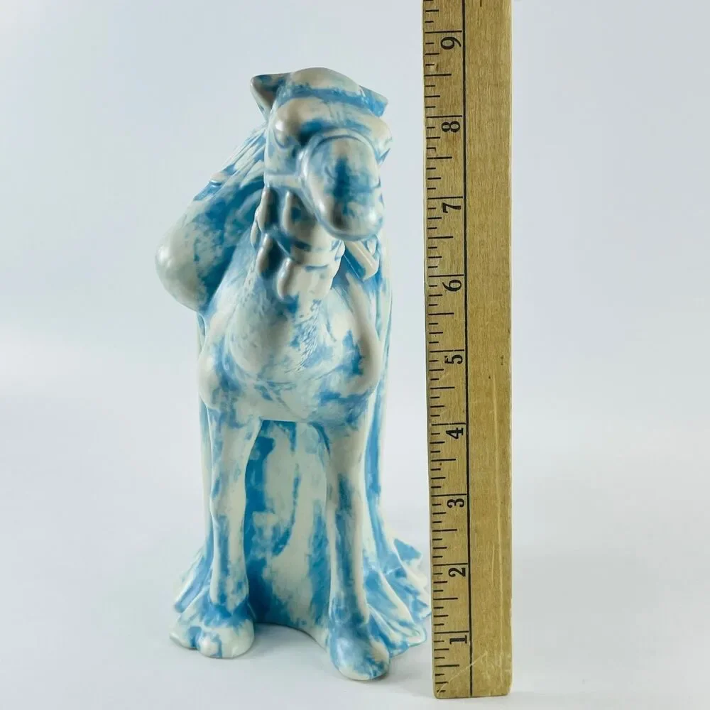 Holland Vintage Ceramic Nativity Camel Figurine 9 Inch Blue White Creche 1970s